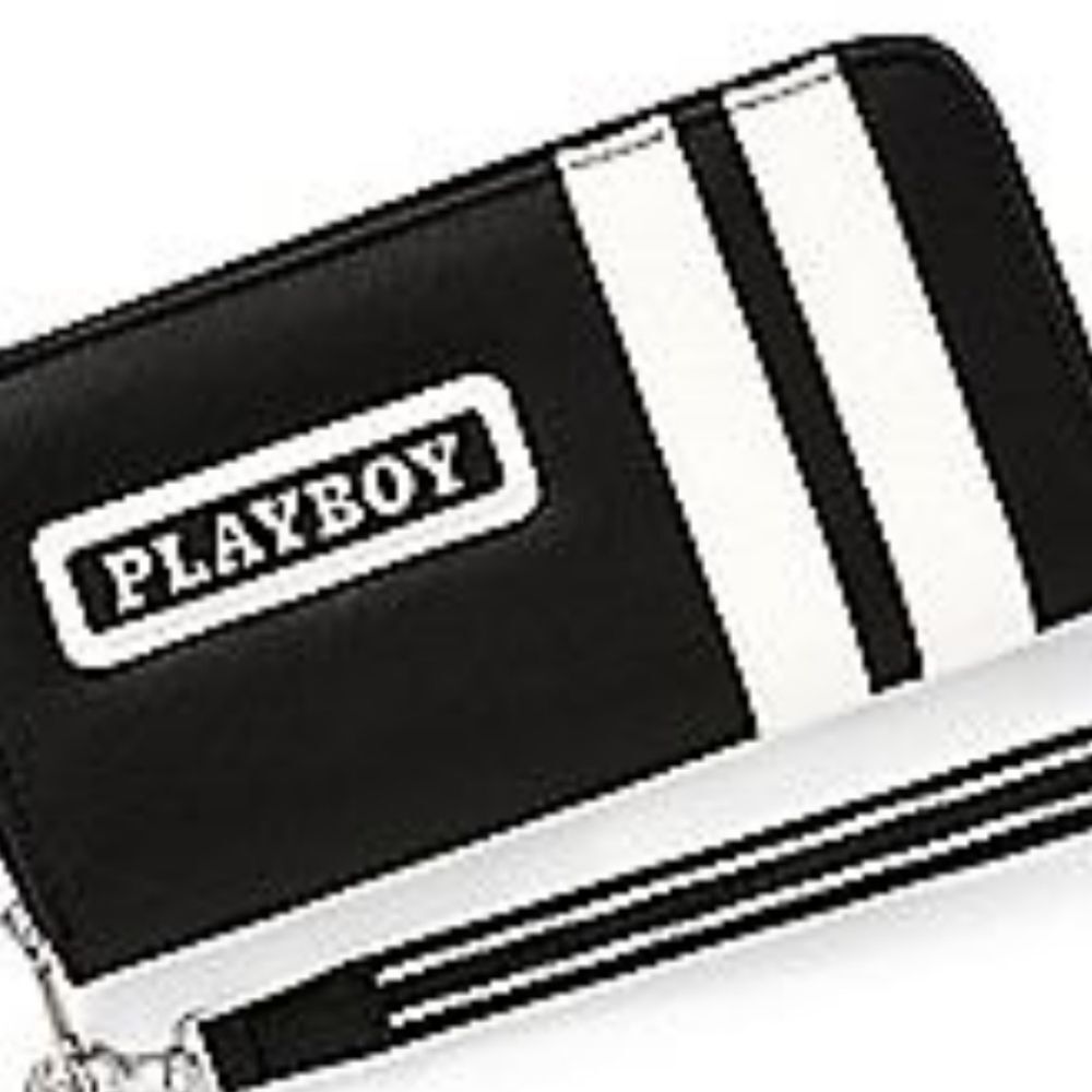 Playboy Black Varsity Zip Around Wallet